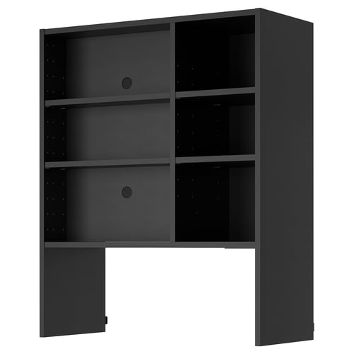 Modern dark grey wall cabinet for kitchen storage, featuring adjustable shelves and a sleek, minimalist design.
