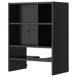 Black METOD kitchen wall cabinet: sleek, dark, square, with adjustable shelves for built-in ventilation, sturdy and modern design.