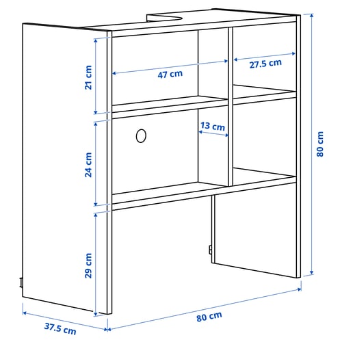 Illustration with measurements for the product: METOD.