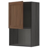 METOD Wall cabinet for microwave oven, black Enköping/brown walnut effect, 60x100 cm