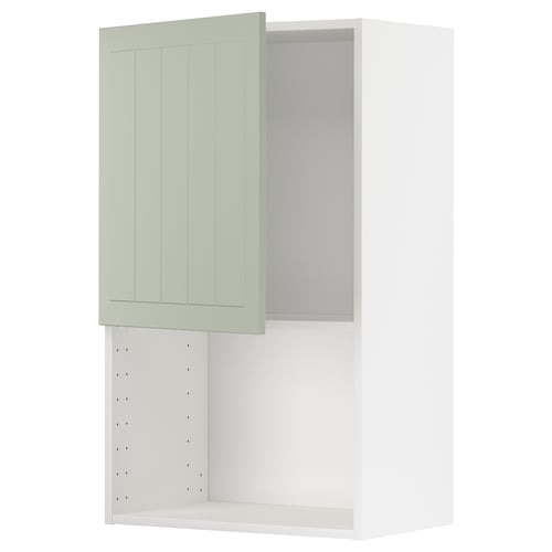 Green METOD kitchen cabinet with white shelf, rectangular shape, modern design.