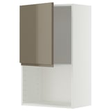METOD Wall cabinet for microwave oven, white/Voxtorp high-gloss dark grey-brown, 60x100 cm