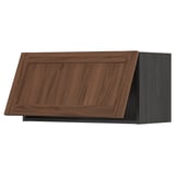 METOD Wall cabinet horizontal, black Enköping/brown walnut effect, 80x40 cm