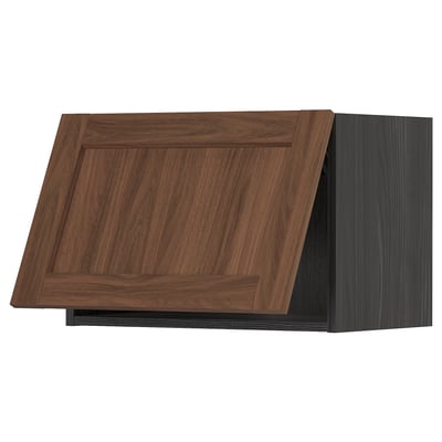 METOD Wall cabinet horizontal, black Enköping/brown walnut effect, 60x40 cm