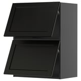 METOD Wall cabinet horizontal w 2 doors, black-grey/Lerhyttan black stained, 60x80 cm
