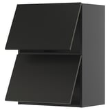 METOD Wall cabinet horizontal w 2 doors, black-grey/Nickebo matt anthracite, 60x80 cm