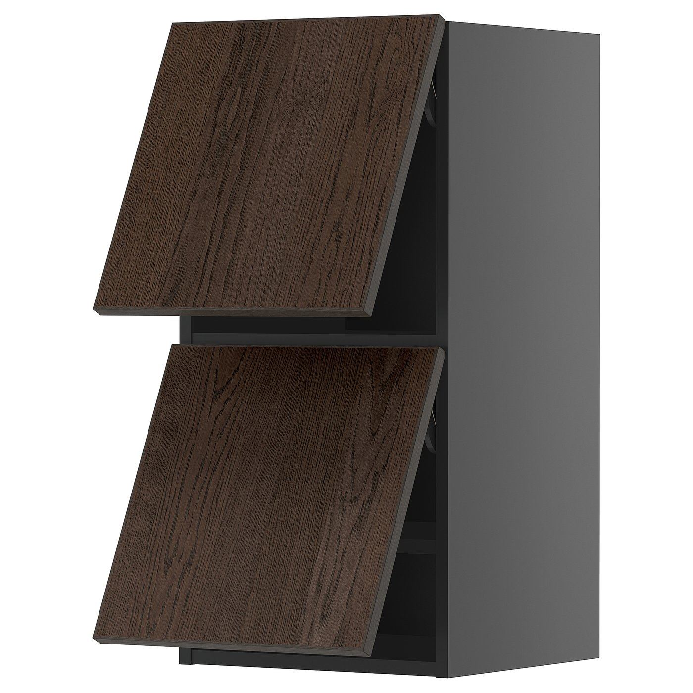 METOD Wall cabinet horizontal w 2 doors - black-grey/Sinarp brown 40x80 cm