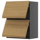 METOD Wall cabinet horizontal w 2 doors, black-grey/Voxtorp oak effect, 60x80 cm