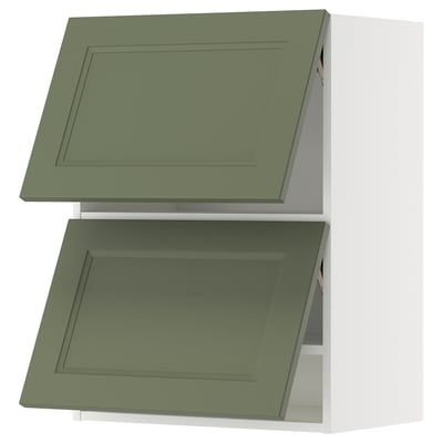 METOD Wall cabinet horizontal w 2 doors, white/Axstad grey-green, 60x80 cm
