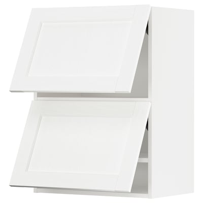 White METOD kitchen cabinet with double doors. Square design, flat panel, classic style.