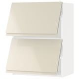 METOD Wall cabinet horizontal w 2 doors, white/Voxtorp high-gloss light beige, 60x80 cm