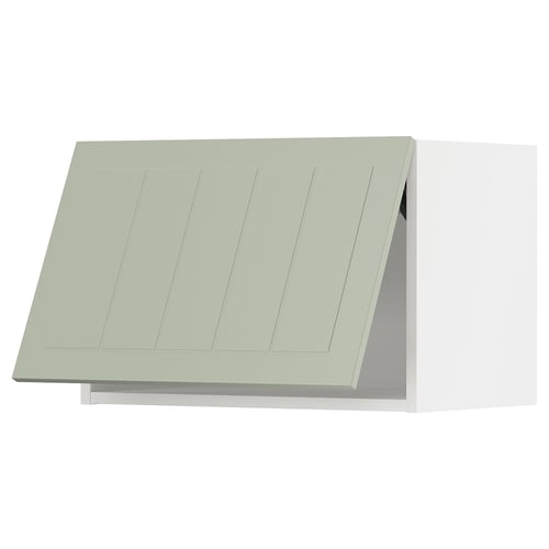 Green METOD kitchen cabinet with flat design, white background.