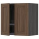 METOD Wall cabinet w dish drainer/2 doors, black Enköping/brown walnut effect, 60x60 cm