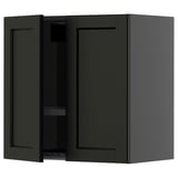 METOD Wall cabinet w dish drainer/2 doors, black-grey/Lerhyttan black stained, 60x60 cm