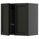 METOD Wall cabinet w dish drainer/2 doors, black-grey/Lerhyttan black stained, 60x60 cm