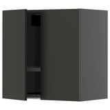 METOD Wall cabinet w dish drainer/2 doors, black-grey/Nickebo matt anthracite, 60x60 cm