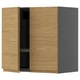 METOD Wall cabinet w dish drainer/2 doors, black-grey/Voxtorp oak effect, 60x60 cm
