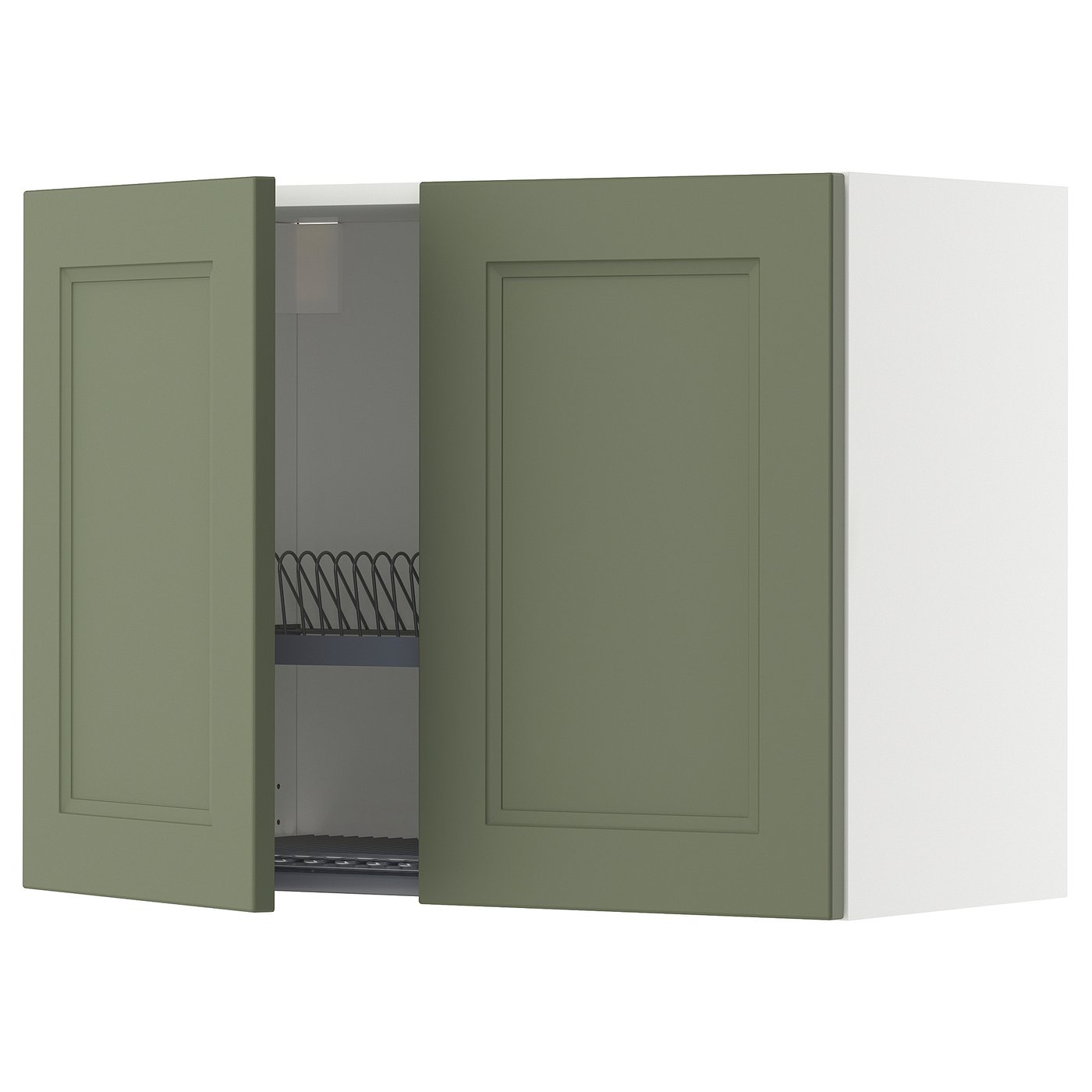 IKEA METOD Wall cabinet with dish drainer 80x60 cm AXSTAD grey-green/white