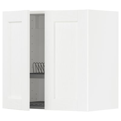 METOD white kitchen unit - modern, rectangular with adjustable shelves and drawer, classic wooden design.