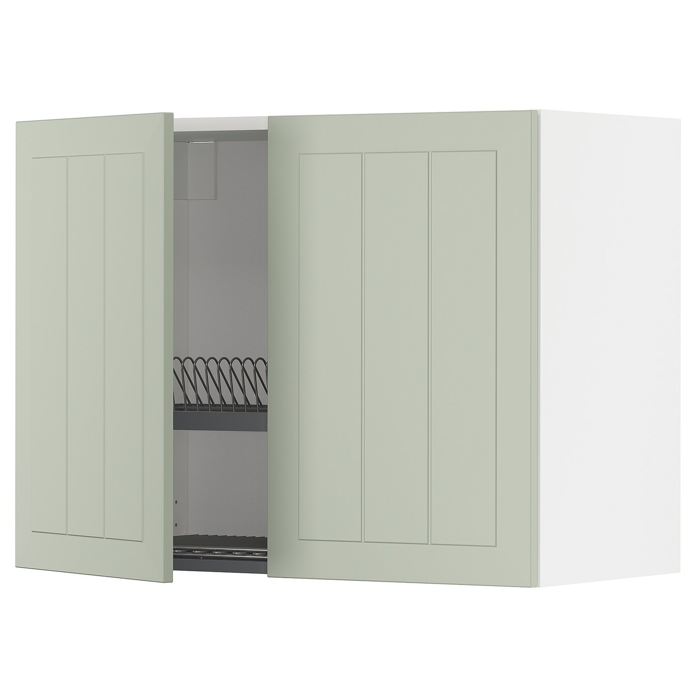 IKEA METOD Wall cabinet with dish drainer 80x60 cm STENSUND light green/white