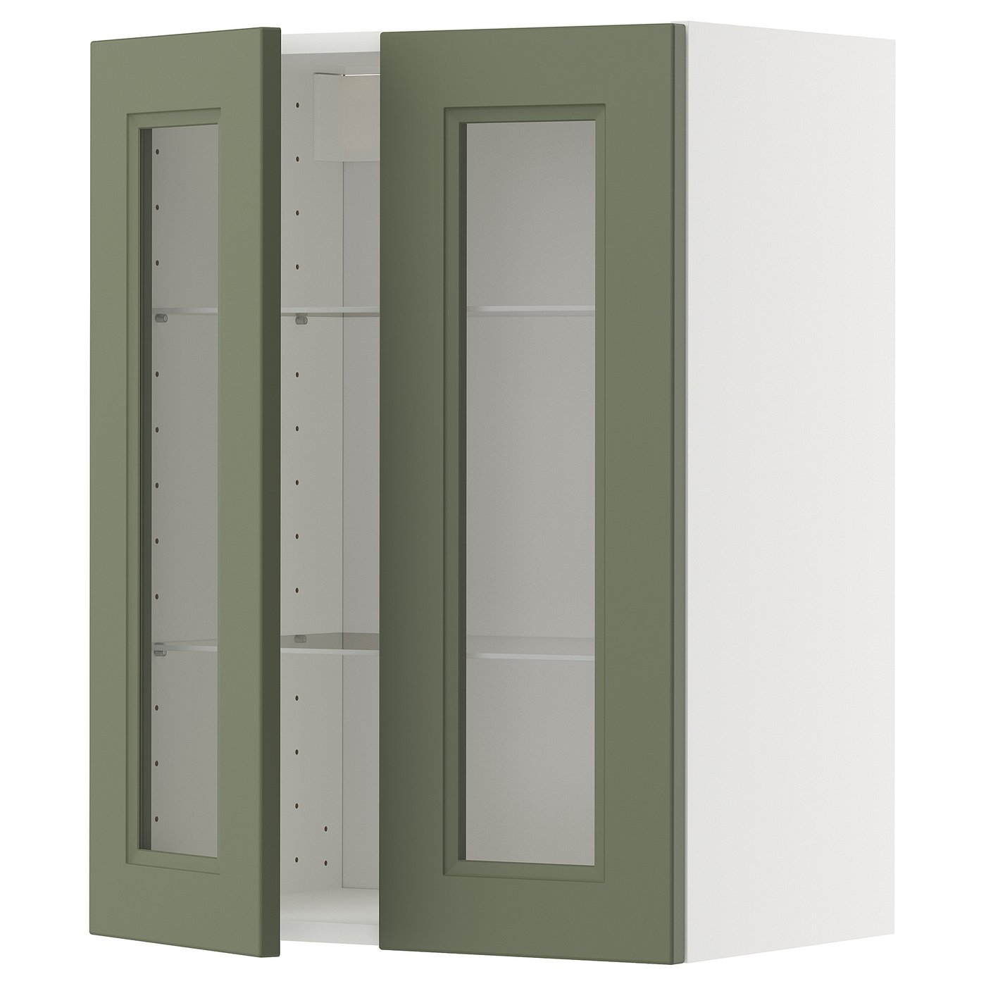 IKEA METOD Wall cabinet with shelves and glass doors 60x80 cm AXSTAD grey-green/white