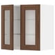 METOD Wall cabinet w shelves/2 glass drs, white Enköping/brown walnut effect, 60x60 cm