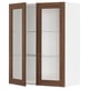 METOD Wall cabinet w shelves/2 glass drs, white Enköping/brown walnut effect, 80x100 cm
