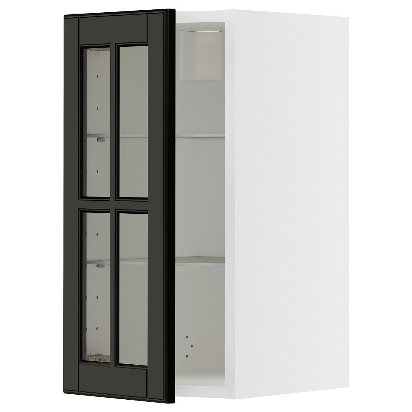 IKEA METOD Wall cabinet with shelves and glass door 30x60 cm BODBYN black/white