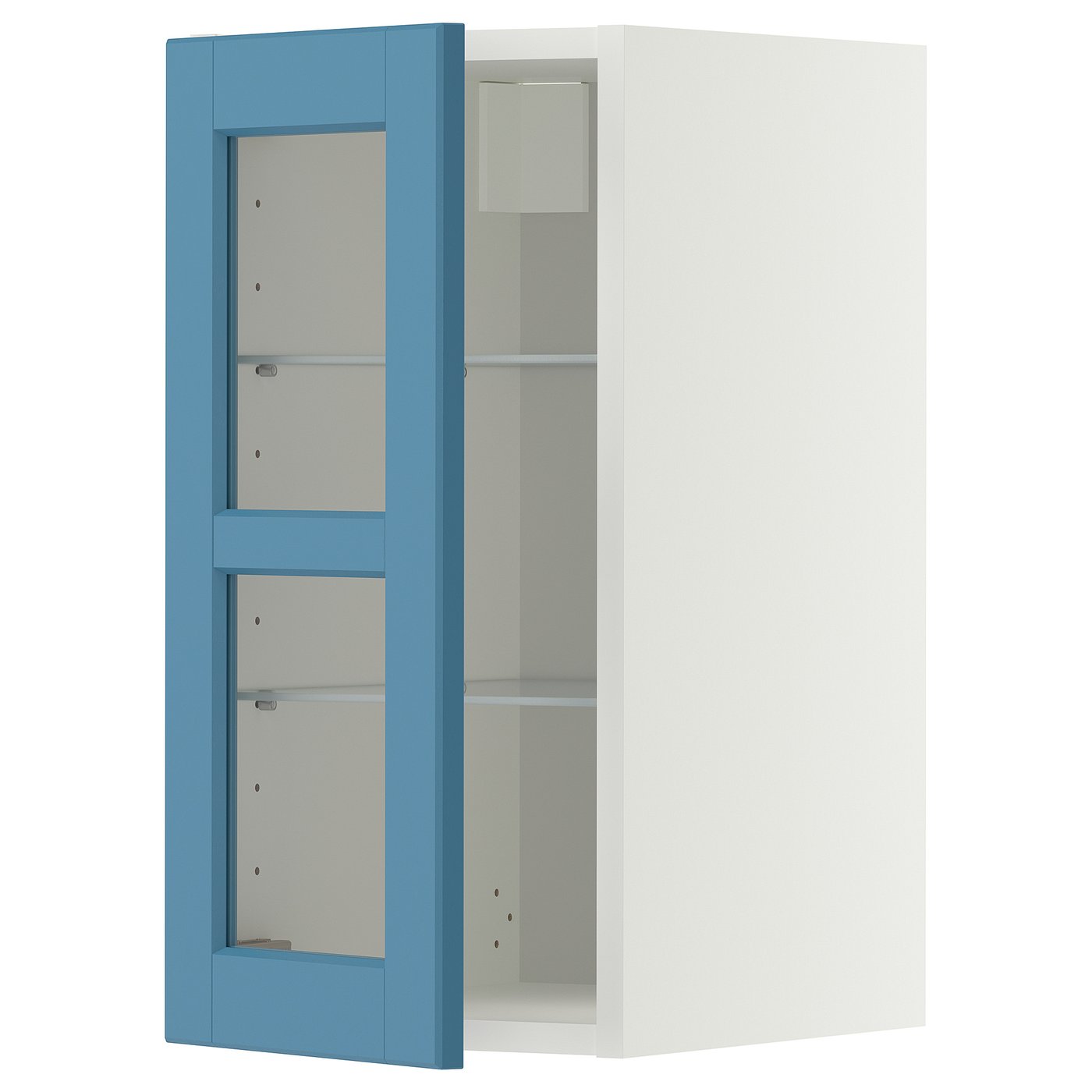 IKEA METOD Wall cabinet with shelves and glass door 30x60 cm LERHYTTAN blue/white