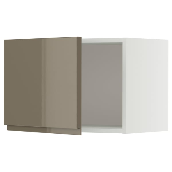 METOD Wall cabinet, white/Voxtorp high-gloss dark grey-brown, 60x40 cm
