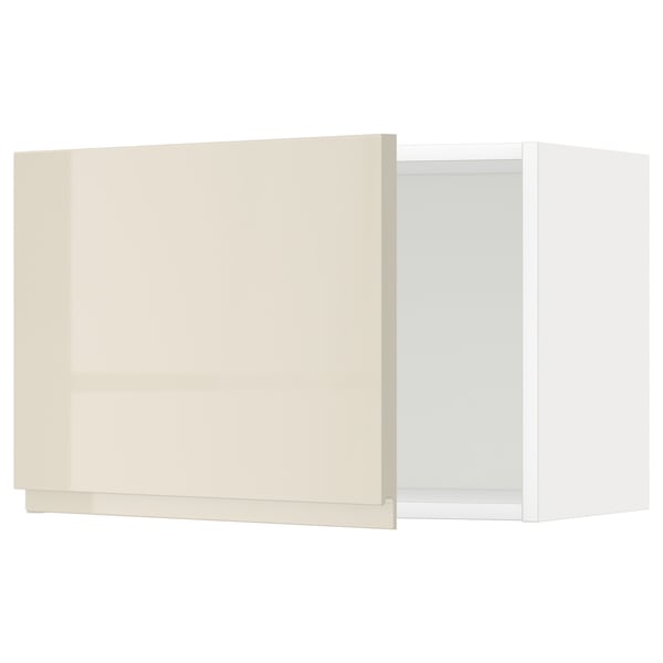 METOD Wall cabinet, white/Voxtorp high-gloss light beige, 60x40 cm