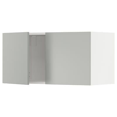 METOD Wall cabinet with 2 doors, white/Havstorp light grey, 80x40 cm