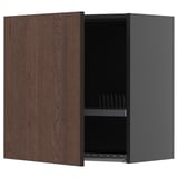 METOD Wall cabinet with dish drainer, black-grey/Sinarp brown, 60x60 cm