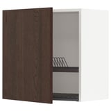 METOD Wall cabinet with dish drainer, white/Sinarp brown, 60x60 cm