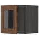 METOD Wall cabinet with glass door, black Enköping/brown walnut effect, 40x40 cm