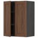 METOD Wall cabinet with shelves/2 doors, black Enköping/brown walnut effect, 60x80 cm