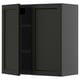 METOD Wall cabinet with shelves/2 doors, black-grey/Lerhyttan black stained, 80x80 cm