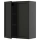 METOD Wall cabinet with shelves/2 doors, black-grey/Lerhyttan black stained, 80x100 cm