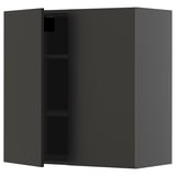 METOD Wall cabinet with shelves/2 doors, black-grey/Nickebo matt anthracite, 80x80 cm