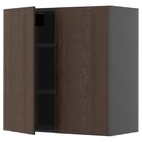 METOD Wall cabinet with shelves/2 doors, black-grey/Sinarp brown, 80x80 cm