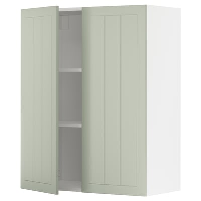 METOD Wall cabinet with shelves/2 doors, white/Stensund light green, 80x100 cm