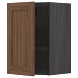 METOD Wall cabinet with shelves, black Enköping/brown walnut effect, 40x60 cm