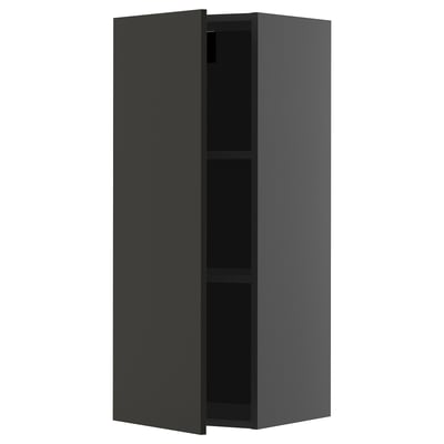 METOD Wall cabinet with shelves, black-grey/Nickebo matt anthracite, 40x100 cm