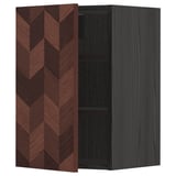 METOD Wall cabinet with shelves, black Hasslarp/brown patterned, 40x60 cm