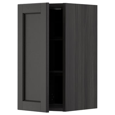 METOD Wall cabinet with shelves, black/Lerhyttan black stained, 30x60 cm