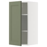 METOD Wall cabinet with shelves, white/Axstad grey-green, 40x80 cm