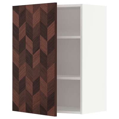 METOD Wall cabinet with shelves, white Hasslarp/brown patterned, 60x80 cm