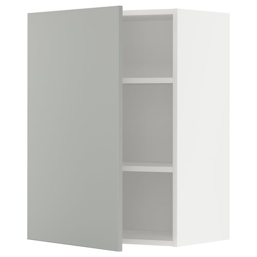 White METOD cabinet, light grey, corner shape, simple design.