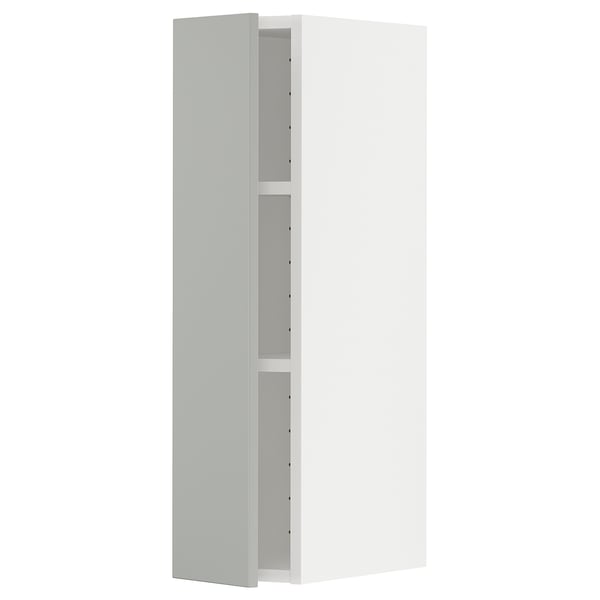 METOD Wall cabinet with shelves, white/Havstorp light grey, 20x80 cm