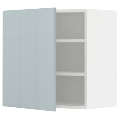 METOD Wall cabinet with shelves, white/Kallarp light grey-blue, 60x60 cm
